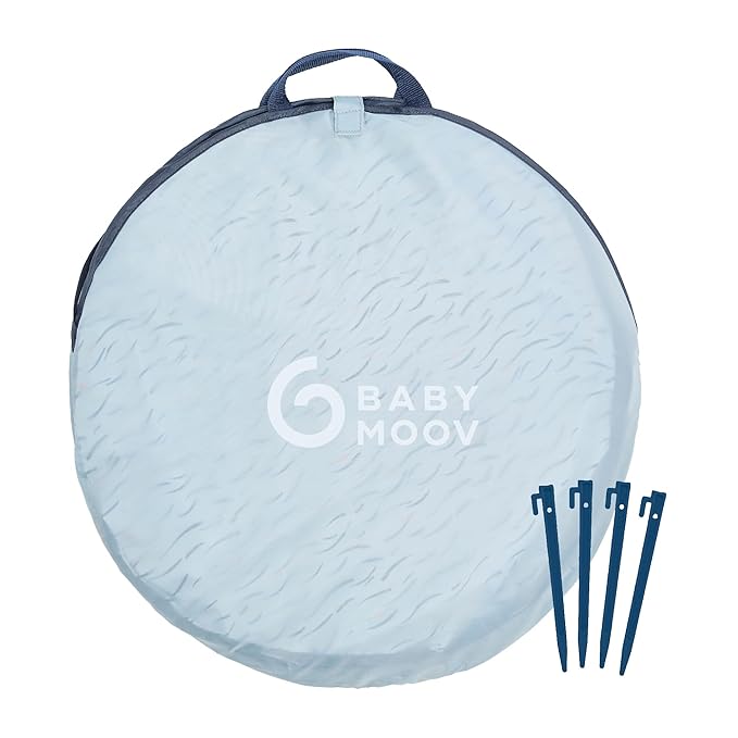 Babymoov Anti-UV Baby &amp Toddler Beach Tent UPF 50+ Sun Protection with Pop Up System for Easy Use &amp Transport Blue Waves (Summer 2025 Edition)