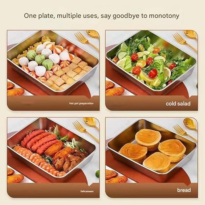 Commercial Grade Metal Serving Pan Thickened Design for Buffets Catering and Homes Kitchen Organization Stainless Steel Towel Tray with Lid