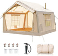 Inflatable Tents for Camping Blow Up Tent with Hand Pump Easy Setup Inflatable Hot Tent with Stove Jack Waterproof Oxford Air Glamping Tents for Camping Adult 4 Person Upgrade Version