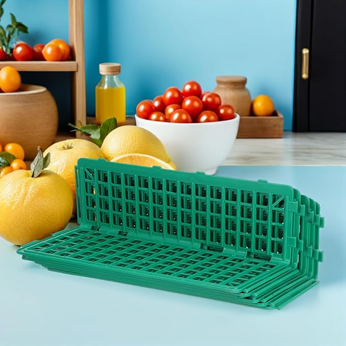 6PCS Plastic Shelf Rail Guardrail Supermarket Produce Display Divider for Grocery Store Shop Market Home Accessories - Green