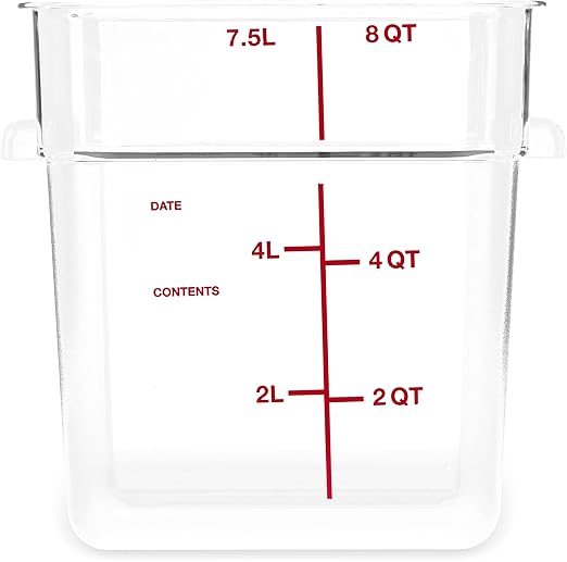 Carlisle FoodService Products Squares Square Food Storage Container with Stackable Design for Catering Buffets Restaurants Polycarbonate (Pc) 8 Quarts Clear