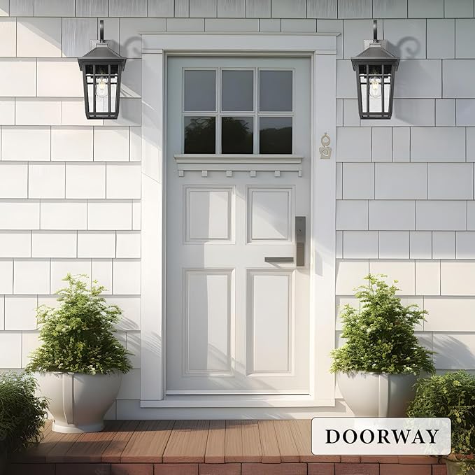 Darkaway Large Outdoor Wall Lights for House 18inch Exterior Lighting Fixtures Wall Mount Outdoor Porch Lights Waterproof Black Outdoor Sconce Lights with Seeded Glass for Patio Hallway Garage