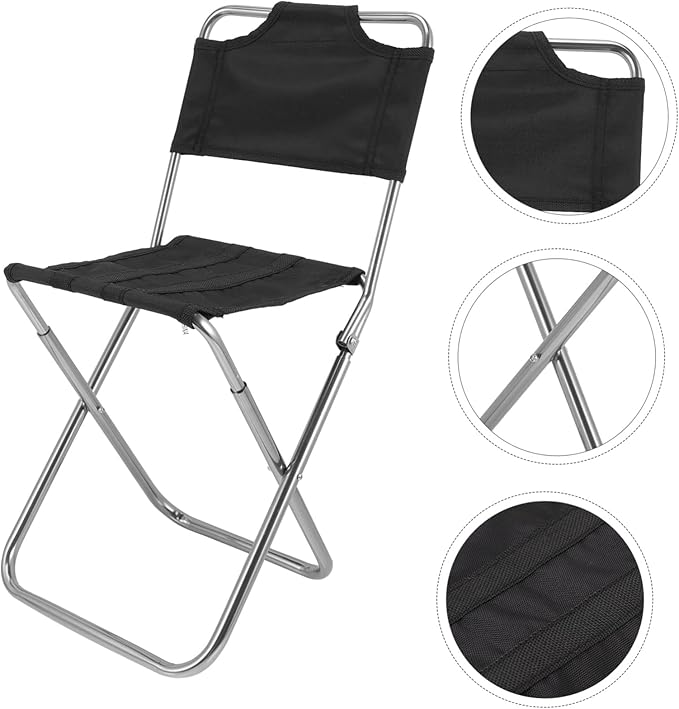 Yardwe Multi-Function Camping Fishing Chair Black Portable Beach Lounge Stool Lightweight Sturdy Folding Stool