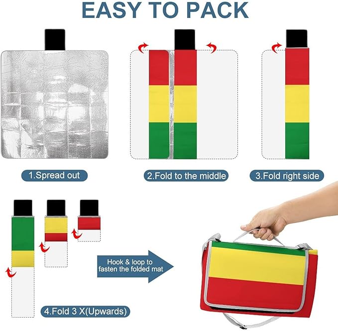 Jamaican Lion of Judah Rasta Lion King Waterproof Outdoor Picnic Blanket Sandproof Beach Mat for Camping Hiking Grass Travelling