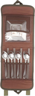 Outdoor Stainless Steel Flatware Set for 4 People Portable Camping Cutlery with Spoon Chopsticks Fork and Plate Barbecue Picnic Tableware with Carry Bag Sturdy Outdoor