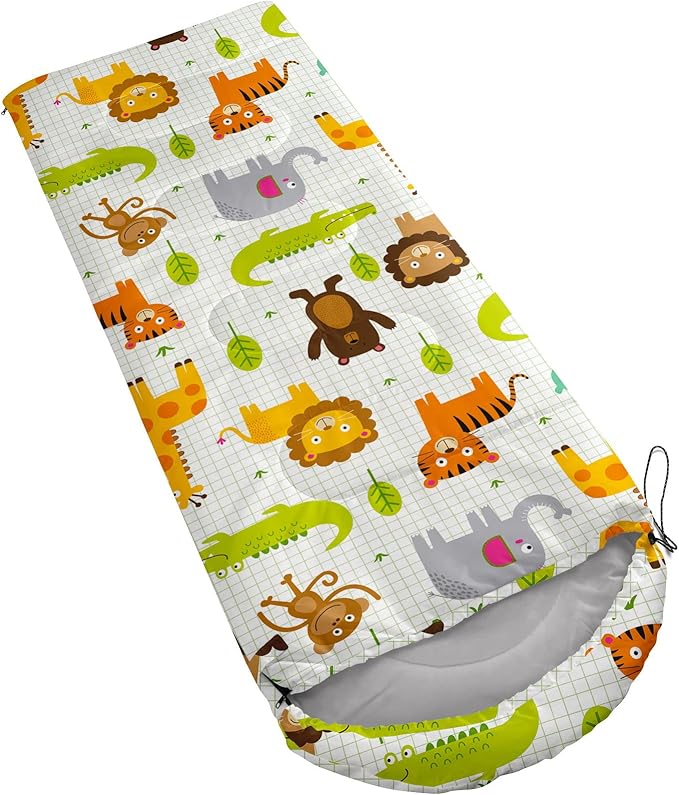 Kids Sleeping Bag for Boys GirlsRocket Moon Print-Lightweight Warm Portable Outdoor Indoor-Waterproof Cold Weather Resistant Sleeping Bag for Camping Hiking
