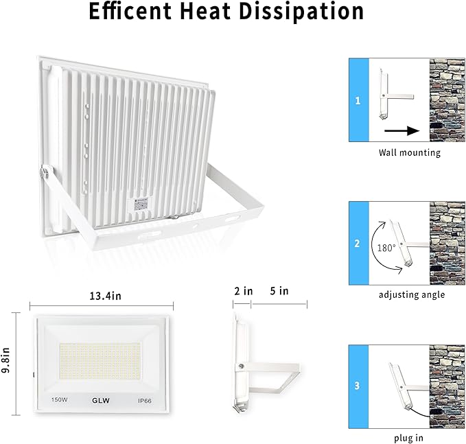 150W LED Flood Lights Outdoor 2 Pack13000LM Super Bright Security Light IP66 Waterproof Outdoor Floodlight6500K Daylight White Exterior Spot Lights for YardBackyardStadium
