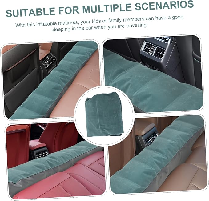 Happyyami Inflatable Car Air Bed Mattress Portable Travel Camping SUV Sedan Rear Seat Cushion Durable Lightweight Easy Clean Comfortable Rest Random Color