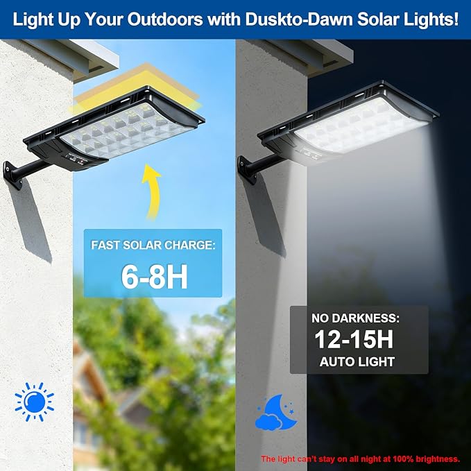 Solar Street Lights Outdoor 4-Pack 45000LM Dusk to Dawn Motion Sensor Light with Remote 7500K LED Solar Flood Light IP67 Waterproof Wall Mount Security Light for Yard Garage Driveway