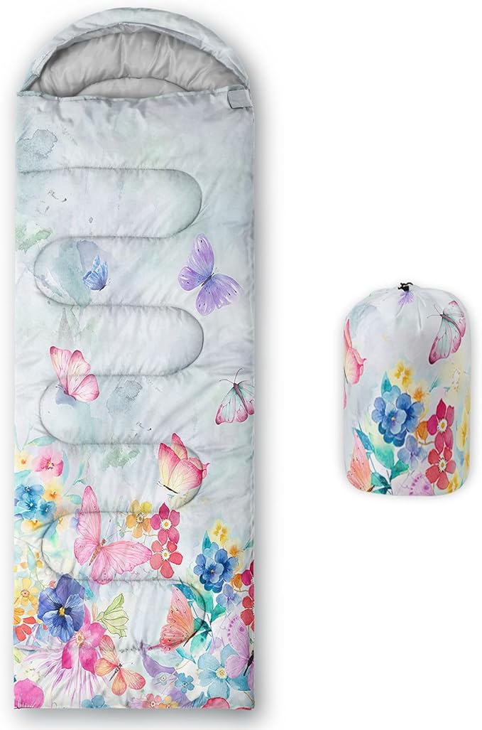 Kids Sleeping Bag for Boys GirlsCheckerboard Cat Print-Lightweight Warm Portable Outdoor Indoor-Waterproof Cold Weather Resistant Sleeping Bag for Camping Hiking