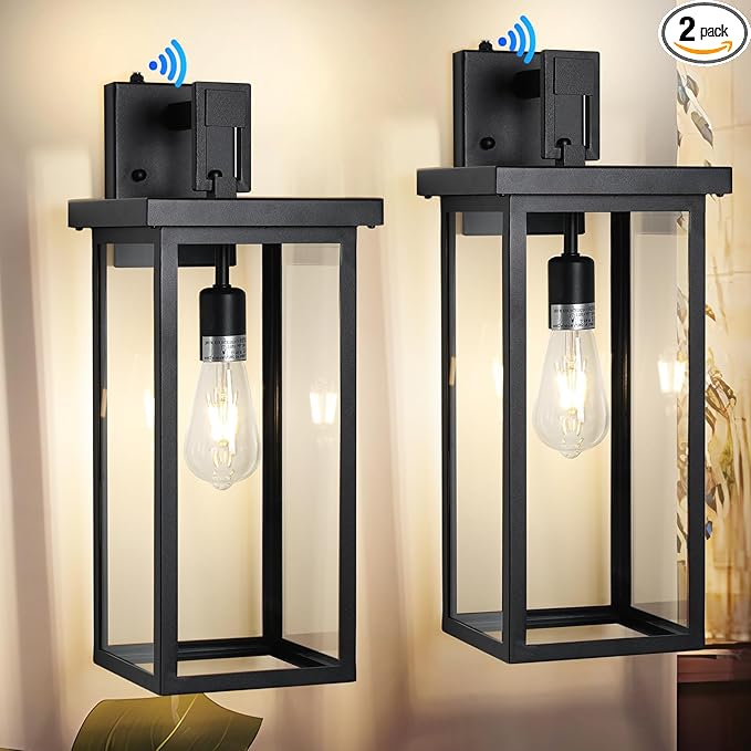 Large Exterior Lighting Fixtures Modern Wall LanternOutdoor Wall Lights with Clear Glass ShadeOutdoor Lamps for Patio PorchWaterproof Outside Exterior LightsDusk to Dawn 20IN-2 Packs