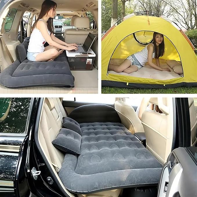 Camping Inflatable Mattress Car Air Mattress 175x130cm SUV Inflatable Mattress Automatic Inflatable Travel Mattress Multifunctional Car Sleeping Pad (Pig)