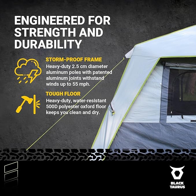 Turbo Heavy-Duty Camping Tent – Quick-Setup 4-Season Family Tent with Waterproof 150D Shell &amp Instant Frame – Choose Capacity (HD 300/HD 450) &amp Color