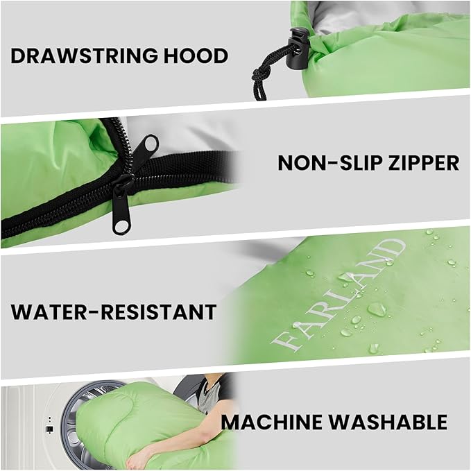 FARLAND Sleeping Bags 30℉ for Adults Teens Kids with Compression Sack Portable and Lightweight for 3-4 Season Camping HikingWaterproof Backpacking and Outdoors