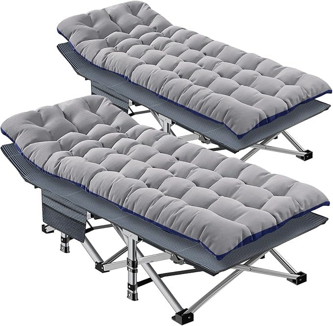 NAIZEA Folding Camping Cots for Adults Portable Cot with Mattress Heavy Duty Outdoor Bed with Carry Bag 1200d Oxford Cloth Sleeping Cots for Camping Office Nap Home Guest Beach Travel