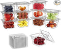 1/6 4'' 12 Pack Plastic Food Pans With Lids Clear Food Pan Commercial Stackable Polycarbonate Freezer-Safe for Fruits Vegetables Restaurant Kitchen