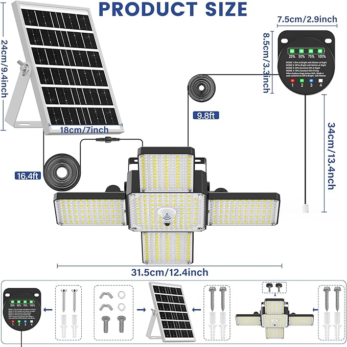 Solar Shed Light Indoor Outdoor 2000LM 268LED Solar Pendant Light with Motion Sensor Day &amp Night Available 4 Lighting Modes Battery/Mode Indicator IP65 Waterproof for Shed Garage Gazebo Barn