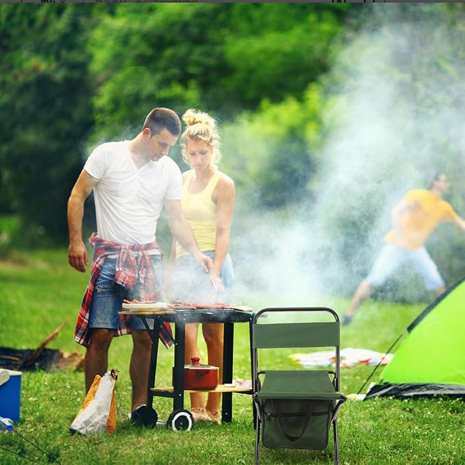 Portable Folding Chair with Storage Bag Lightweight Multi-Function Camping Stool for Fishing Travel Outdoor Leisure 18.11X10.62X8.26In