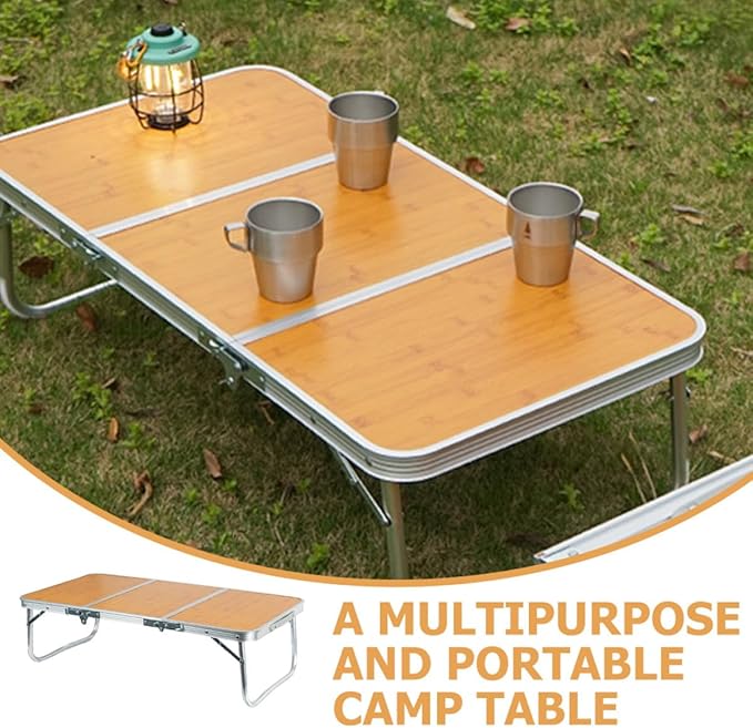 Portable Folding Camping Table Aluminum Outdoor Side Desk with Carry Handle for Hiking Picnic BBQ and Travel