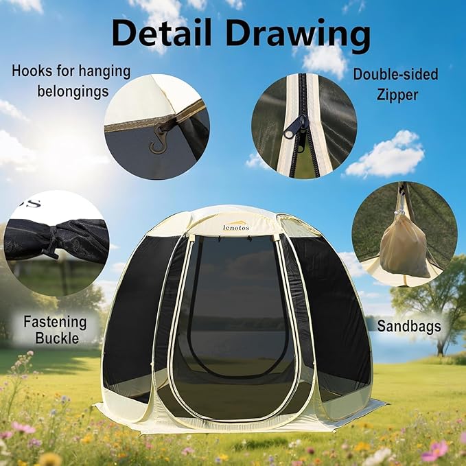 Pop Up Screen House 10'x10' Outdoor Screen Tent for Camping Screened Gazebo with Mosquito Netting Carry Bag