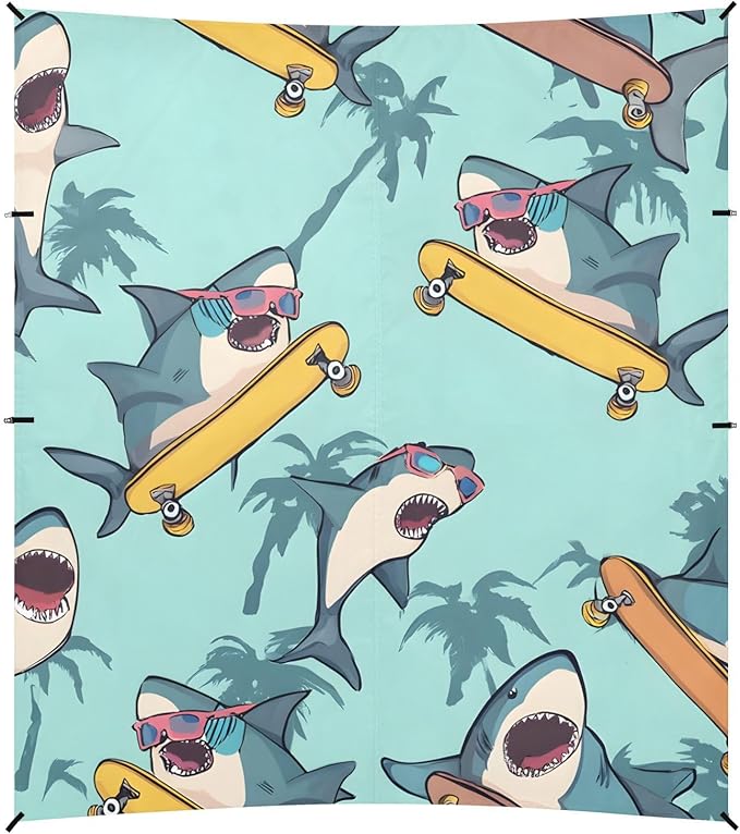 Beach Tent Sun Shelter Skateboarding Shark Sunglasses Lightweight &amp Easy Setup Beach Shade Canopy for Camping Fishing