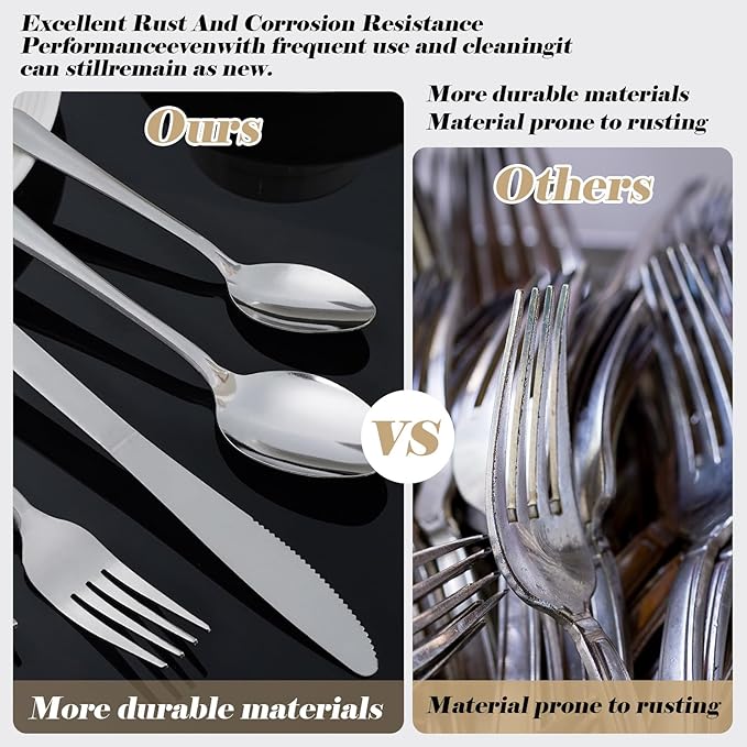 60 PCS Silverware Set - Windsor Stainless Steel Silverware Set for 12 Kitchen Flatware Set Cutlery Set for Home Restaurant Hotel Kitchen Dishwasher Safe &amp Mirror Polished Utensils Set