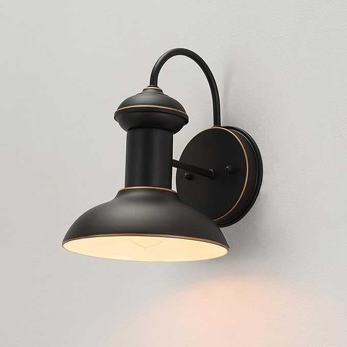 Globe Electric 40190 1-Light Indoor/Outdoor Wall Sconce Oil Rubbed Bronze Wall Lighting Wall Lamp Dimmable Kitchen Sconces Wall Lighting Porch Light Patio Décor Bulb Not Included