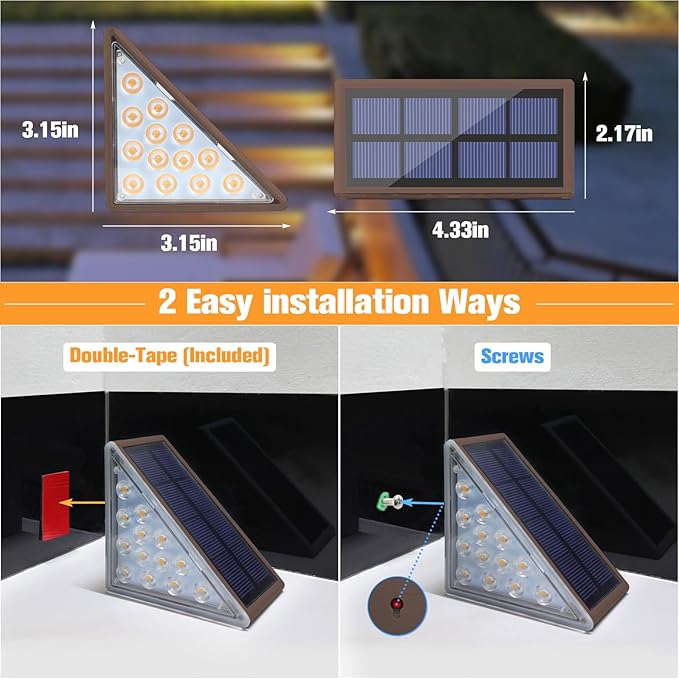 VOLISUN Solar Step Lights Outdoor Waterproof LED Outdoor Stair Lights Solar Step Light for Outside Deck Light Decor for StairFront Porch and Patio(Brown6 Pack)