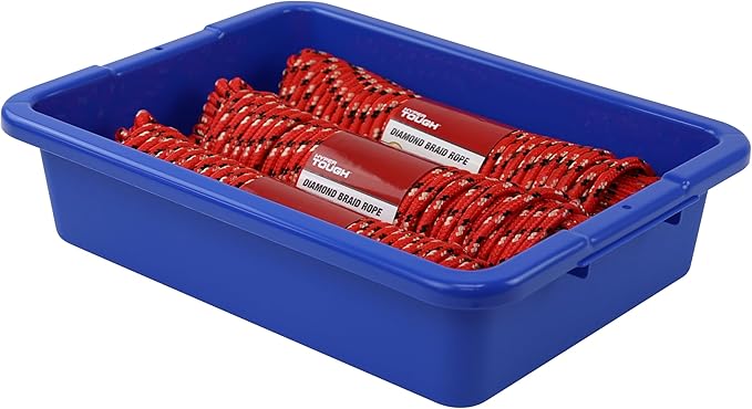 QUANTUM STORAGE SYSTEMS FSB-20155RBL Ribbed Bottom Bussing Tubs Heavy Duty Part Organizer Blue Bins 20 L x 15 W x 5 H 12 Pack