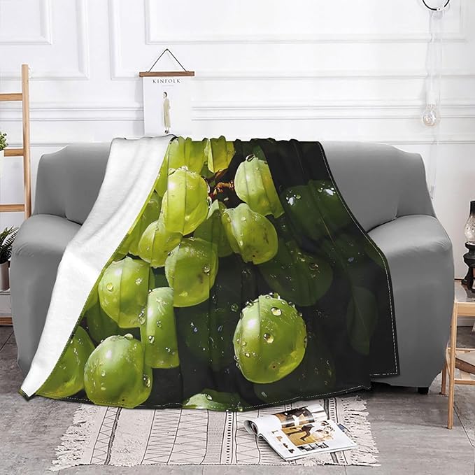 Green Grapes Soft Fleece Blanket 60 * 50 inch Soft Sofa Blanket Suitable for Sofa Camping Travel Night Cover Blanket