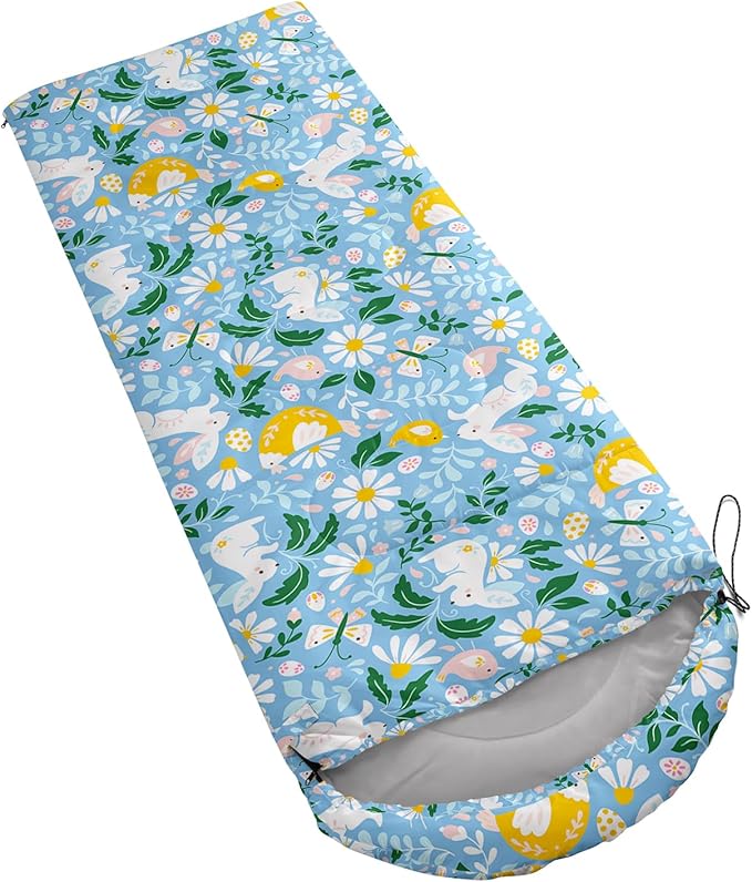 AILONEN Cute Frog Green Camping Sleeping BagLightweight &amp Waterproof3 Season Warm &amp Cool WeatherTravel Portable Compression with Compact Carrying Bag for Kids Girls Adults