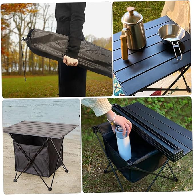 POPETPOP Portable Folding Table for Camping Outdoor Quick Setup Lightweight Aluminum Compact Storage
