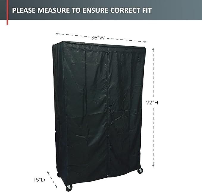 Storage Shelving Unit Cover fits Racks 36 Wx18 Dx72 H (Cover Only Black Color)