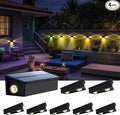 Fence Lights Solar Powered Outdoor Waterproof 3 Sided Wall LED Landscaping 8 Pack for Yard Deck Patio Rail Garage Pool Balcony Energy Efficient Warm White Safety and AmbianceEasy Install