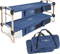 Disc-O-Bed Large Outdoor Convertible 2 Person Bench and Double Camping Cot Portable Bed Bunk System for Adults Navy