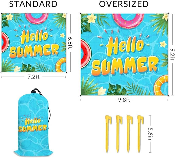 Beach Blanket - 110''x118'' Oversized Sandproof Waterproof Beach Mat - Extra Large Portable Blue Beach Blankets for Outdoor Picnic Hiking