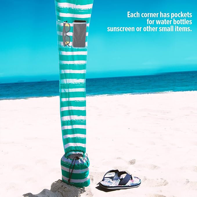 Qipi Beach Cabana - Easy to Set Up Canopy Waterproof Portable 6' x 6' Beach Shelter Included Side Wall Shade with UPF 50+ UV Protection Ultimate Sun Umbrella - for Kids Family &amp Friends