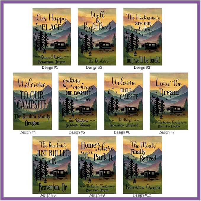 Campsite Decoration Camper Garden Flag Personalized Camper Sign Gift for camper Custom outdoor camping decor unique yard decor for RV travel trailer Motorhome tent van life