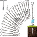 12 Ground Anchors Screw in Non-Rust Cast Aluminum Detachable Tent Stakes for Camping Tents Sand Trampoline Swing Sets and Sheds (20 Packs)