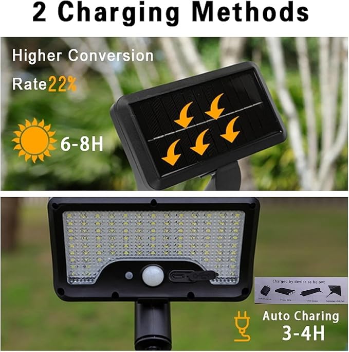 ASLIDECOR Solar Clip On Lights Outdoor Motion Sensor Security Light 92 LED with 600LM Brightness and 3 Modes Waterproof Fence Clip Light for Deck Gutter TentCampingCamper Awning(2)