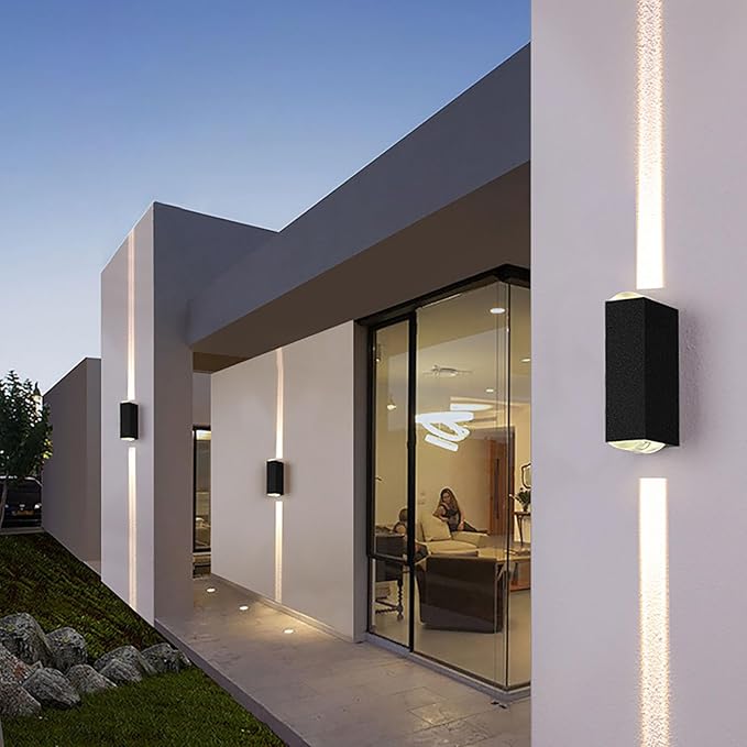 Outdoor Wall Lights LED Up Down Exterior Lighting Fixtures IP65 Waterproof Outdoor Light Fixture 85-265V 20W 3000k Aluminum Porch Light Modern Patio Wall Light Fixture Black