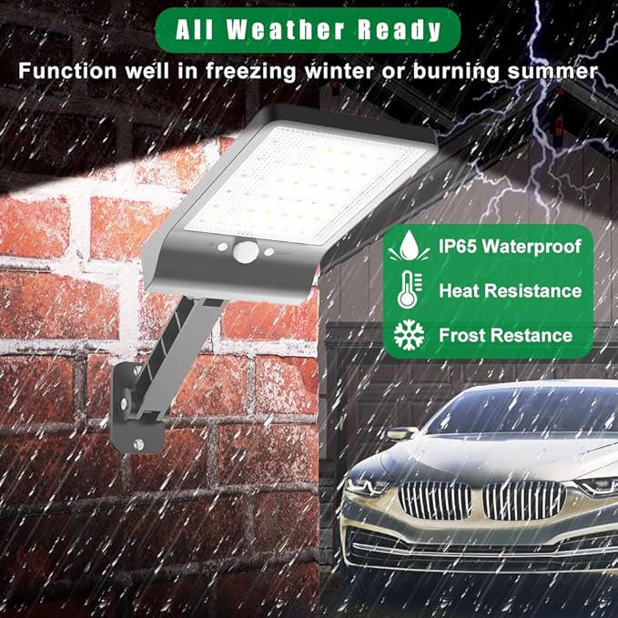 highydroLED Solar Lights Outdoor with Remote and Color Temperature Adjustment 2700K to 6000K 48LED Solar Motion Sensor Light with 3 ModesWaterproof IP65 Night Light for Garden Garage [Pack of 2]