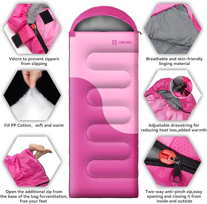Sleeping Bags for Adults&ampKidsLightweight Waterproof Warm Weather Sleeping BagCompact Portable Sleeping Bag for CampingEssentials Gear for Camping Hiking Outdoor Travel