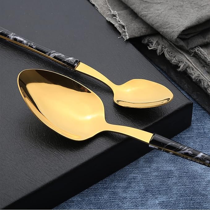 SpoonsSilverware Set Premium Stainless Steel Cutlery Set - Forks Knives &amp Spoons for Home Camping &amp Office Easy Gold Finish