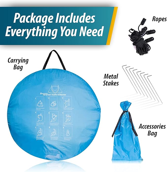 Vaygway Pop-up Tent and Automatic Instant Portable Cabana - Premium Quality 2-4 Person Easy Throw Setup Windproof Waterproof Travel Cabana Beach Tent Shelter- for Hiking Camping &amp Outdoor Activit