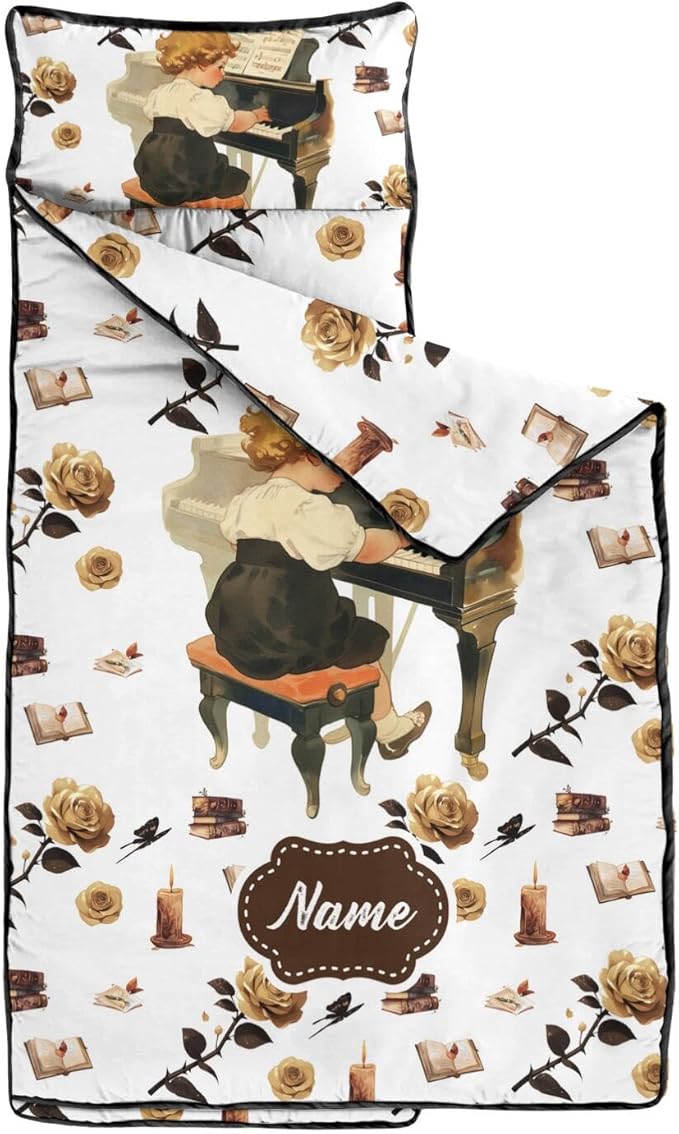 Personalized Toddler Nap Mat – Custom Name Sleeping Bag with Pillow &amp Blanket Roll-Up All-in-One Nap Mats