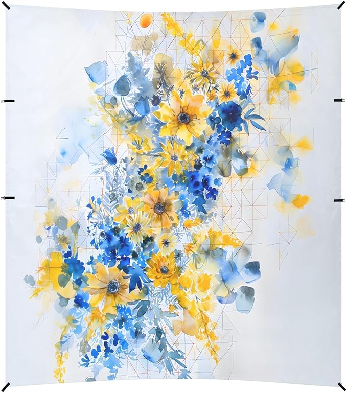 Camping Sun Shelters Yellow and Blue Flower Bouquet Beach Canopy 126 * 110.2in