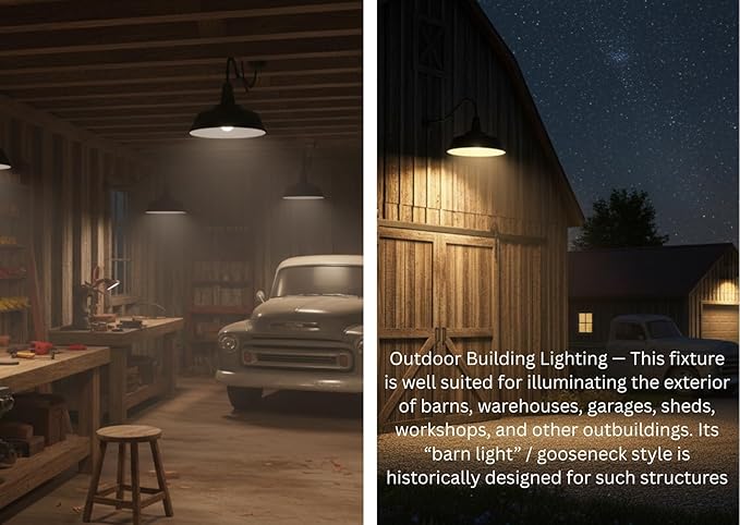 AGB101-AS18-Matte Black Gooseneck Barn Light - Matte Black Outdoor Dome with Incandescent Downlight | Wall-Mount Fixture for Patios Gardens Pathways and Large Outdoor Living Spaces