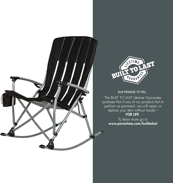 Picnic TIME NCAA Unisex-Adult NCAA Outdoor Rocking Camp Chair XL Heavy Duty Camping Chair for Adults