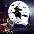 Halloween Projector Light with 1 Film Slides Holiday LED Projector Lights Outdoor Reflectors Waterproof Landscape Decorative Rotation Lighting Movement Projection Lamp(Witch)